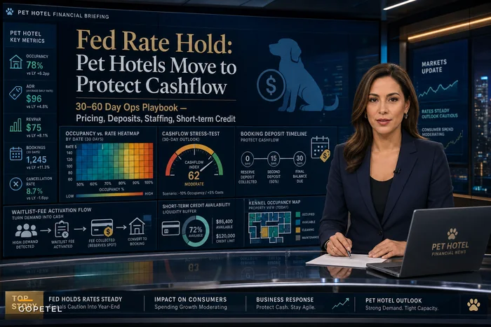 Post‑Fed Rate Hold: Tactical Pricing, Cashflow and Booking Moves Pet Hotels Need Before Peak Season