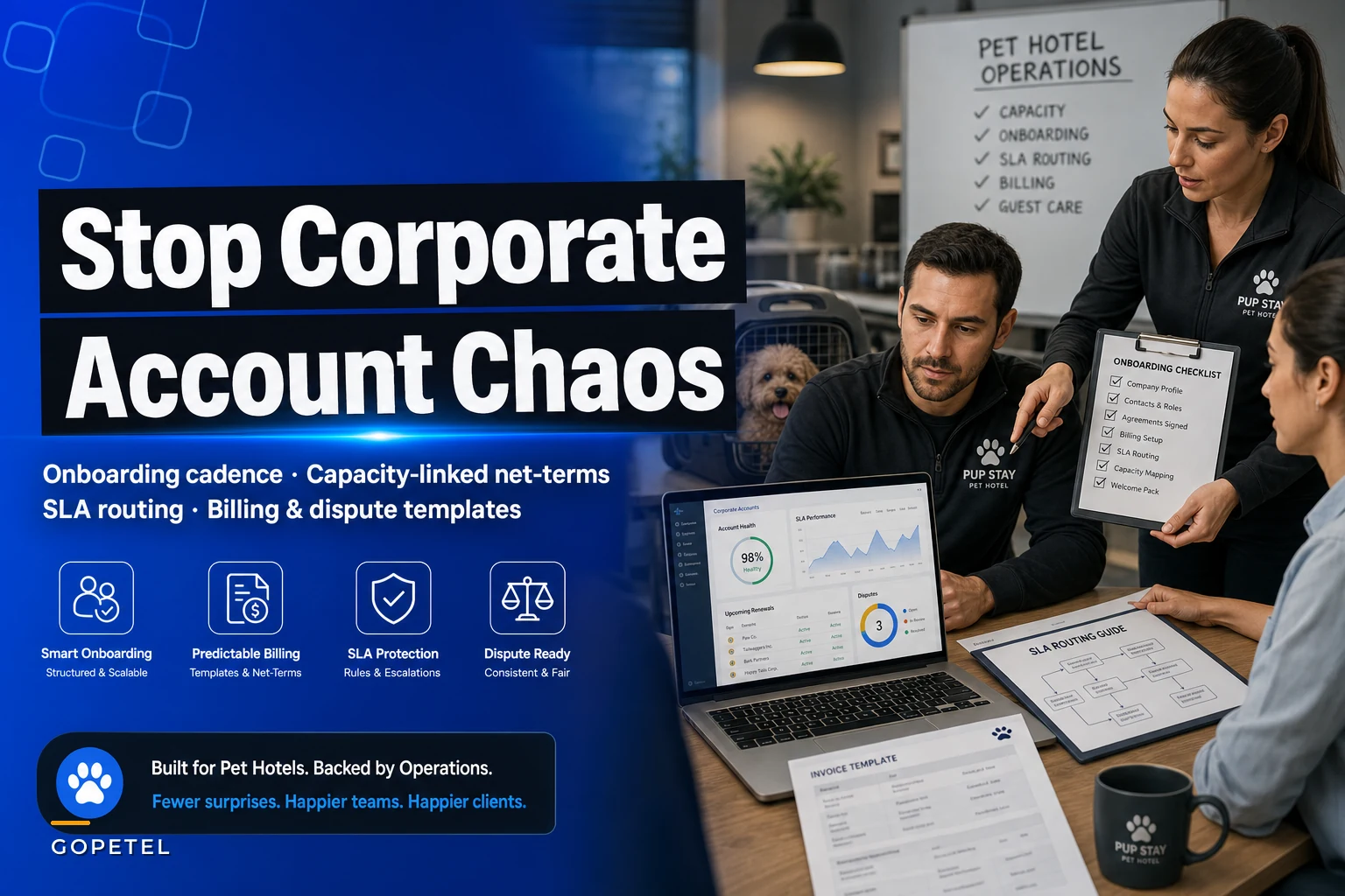 Stop corporate accounts from breaking operations: onboarding, billing and SLA rules for pet hotels
