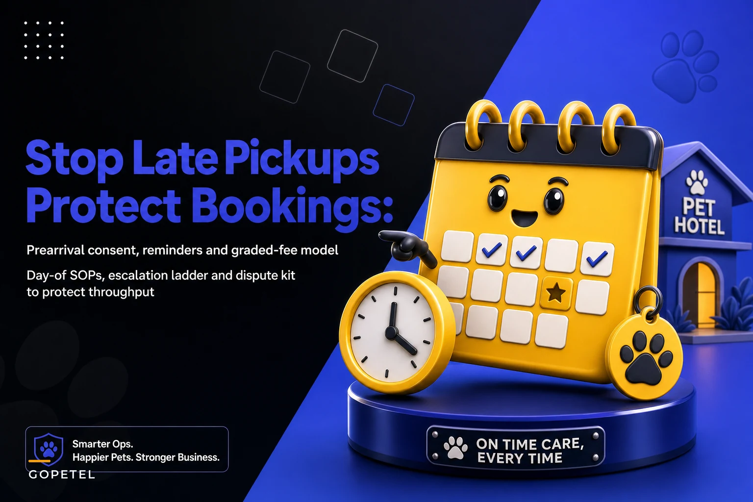 Stop late pickups blocking bookings with graded fees and scripts