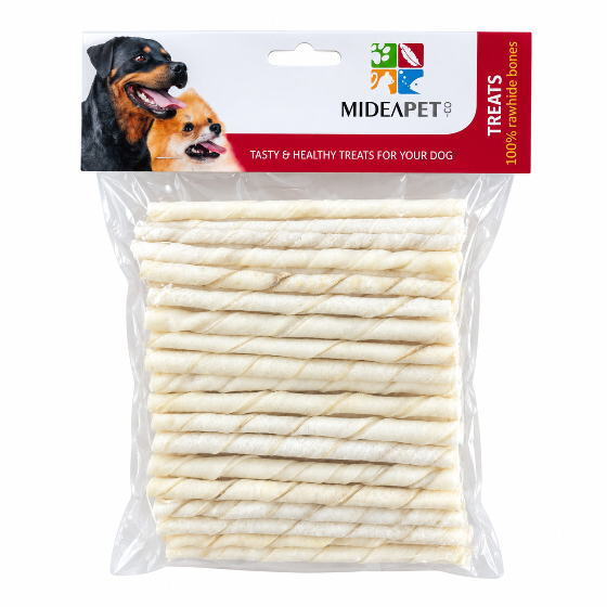 Mideapet White Rawhide Twist Sticks