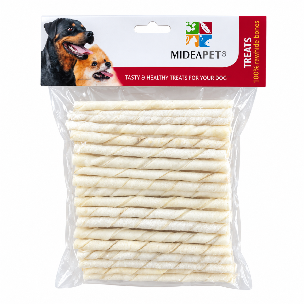Mideapet White Rawhide Twist Sticks