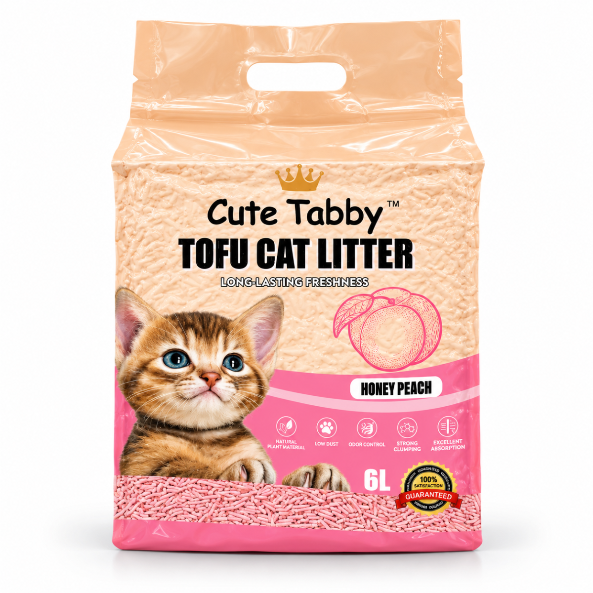 Cute Tabby Tofu Cat Litter – Honey Peach