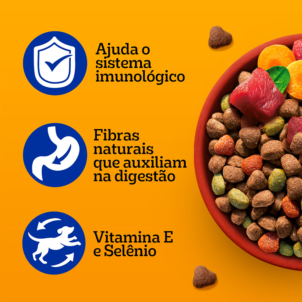 Ração Pedigree Carne e Vegetais Cães Adultos Raças Médias e Grandes - imagem 3