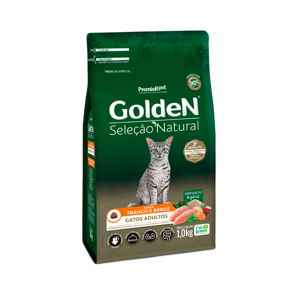 Ração Golden Seleção Natural para Gatos Adultos Sabor Frango e Arroz - imagem 2