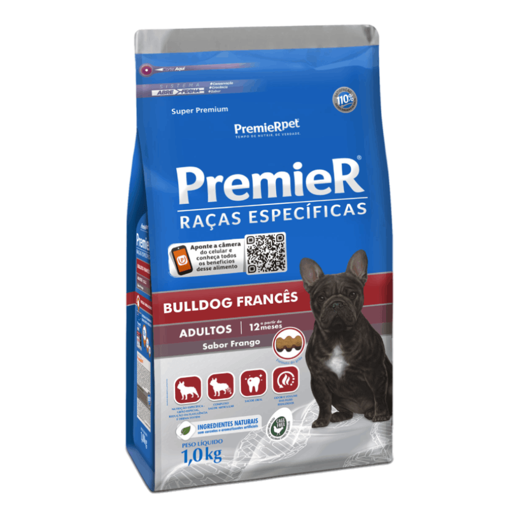 Ração Premier Raças Específicas Bulldog Francês Adultos Frango 1kg