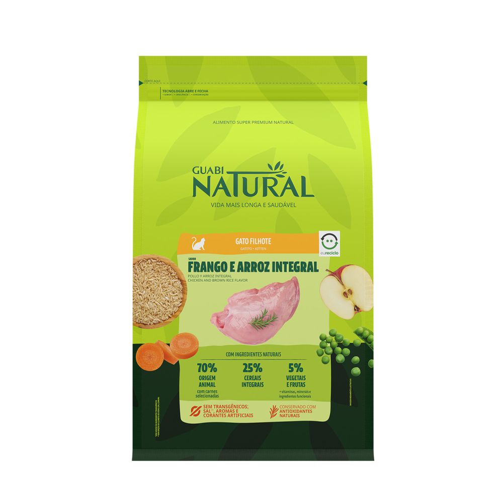 Ração Guabi Natural Gatos Filhotes Frango E Arroz Integral 500g
