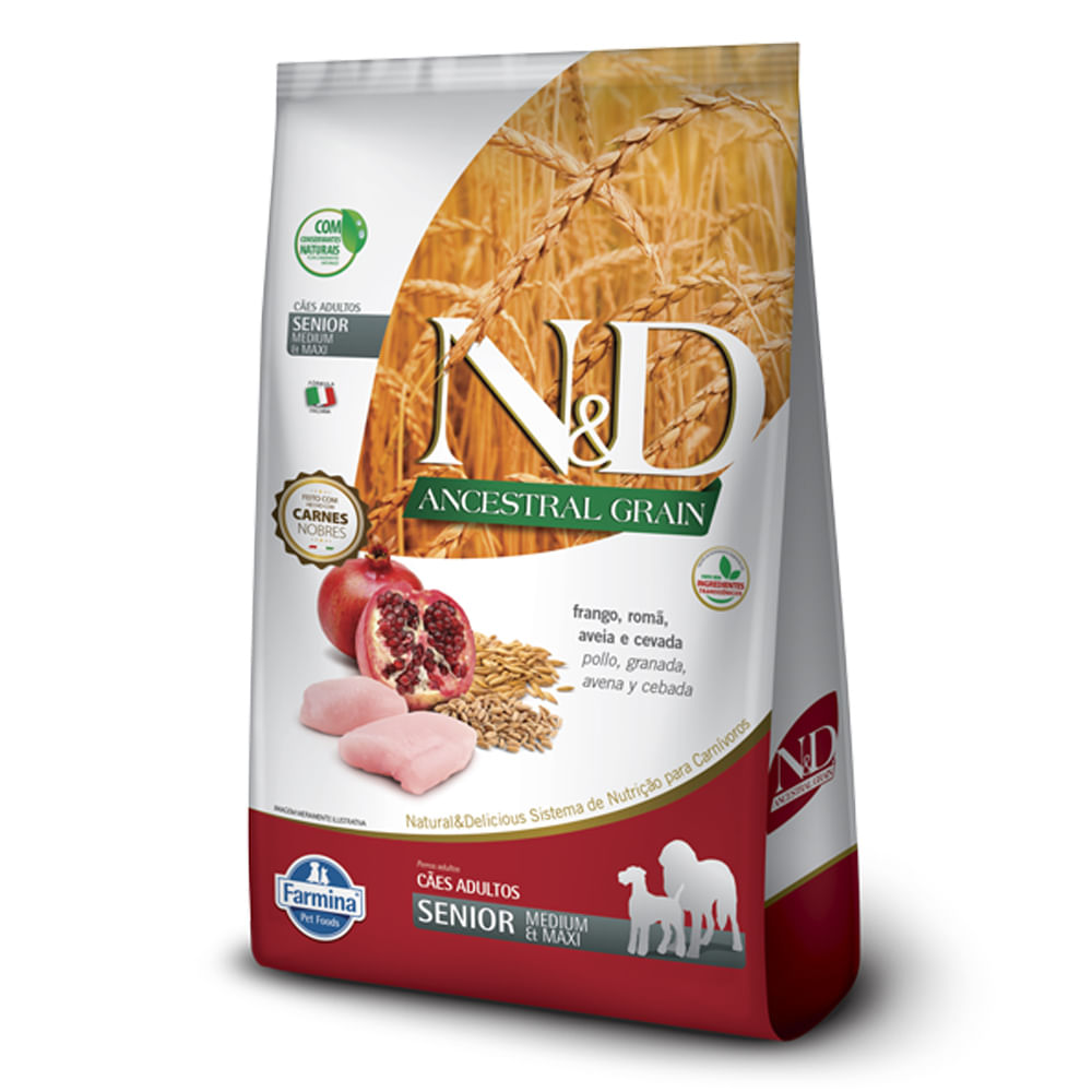 Ração N&D Ancestral Grain Cães Sênior Medium E Maxi Frango 2.5kg