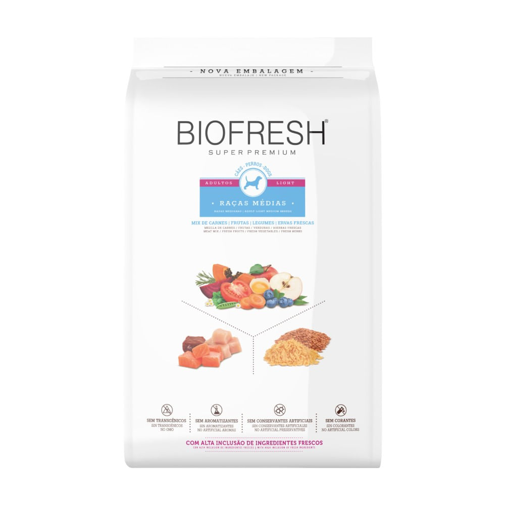 Ração Biofresh Light Cães Adultos Raças Médias 3kg