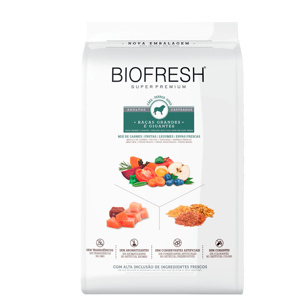 Ração Biofresh Cães Castrados Raças Grandes E Gigantes 3kg