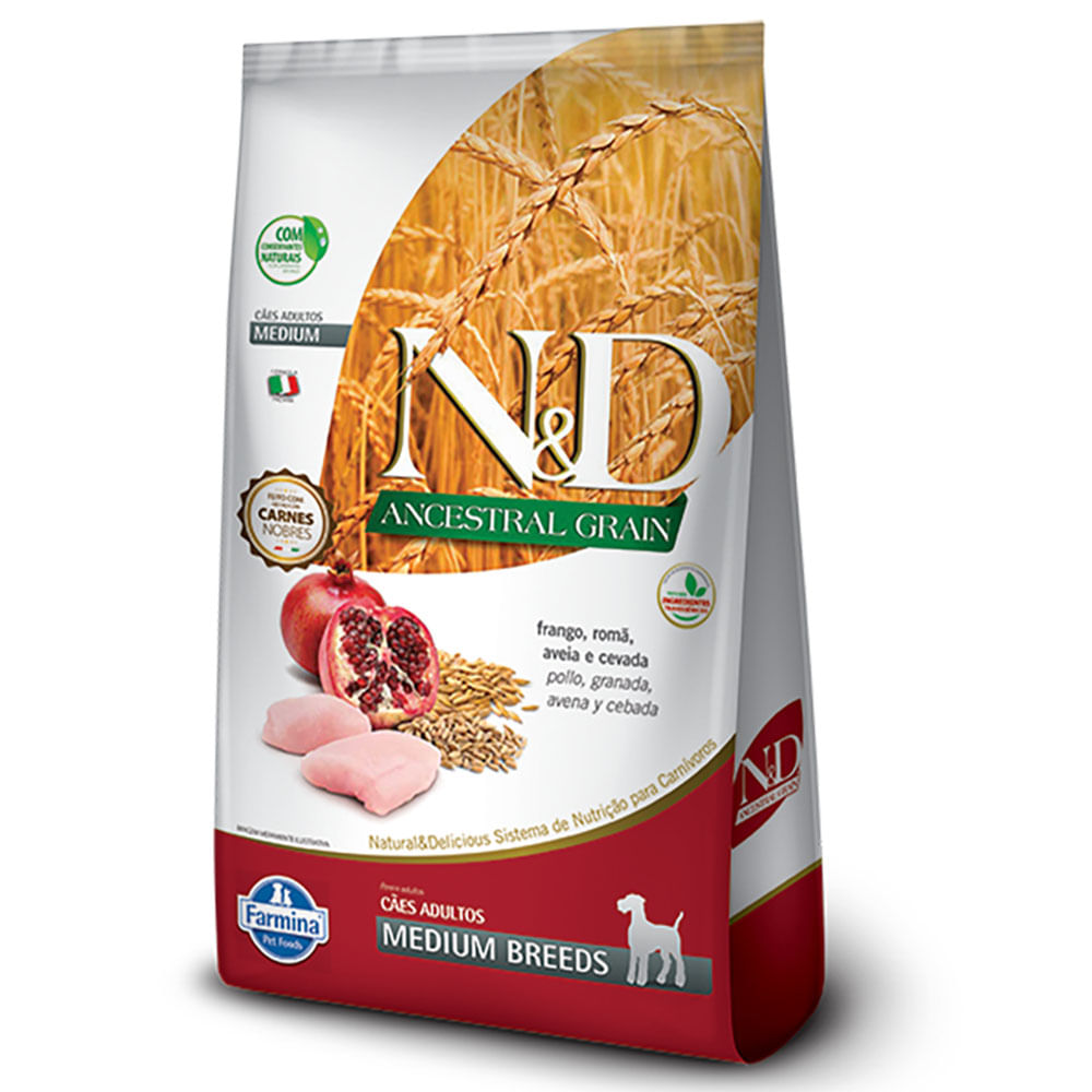 Ração N&D Ancestral Grain Cães Adultos Medium Frango 2.5kg