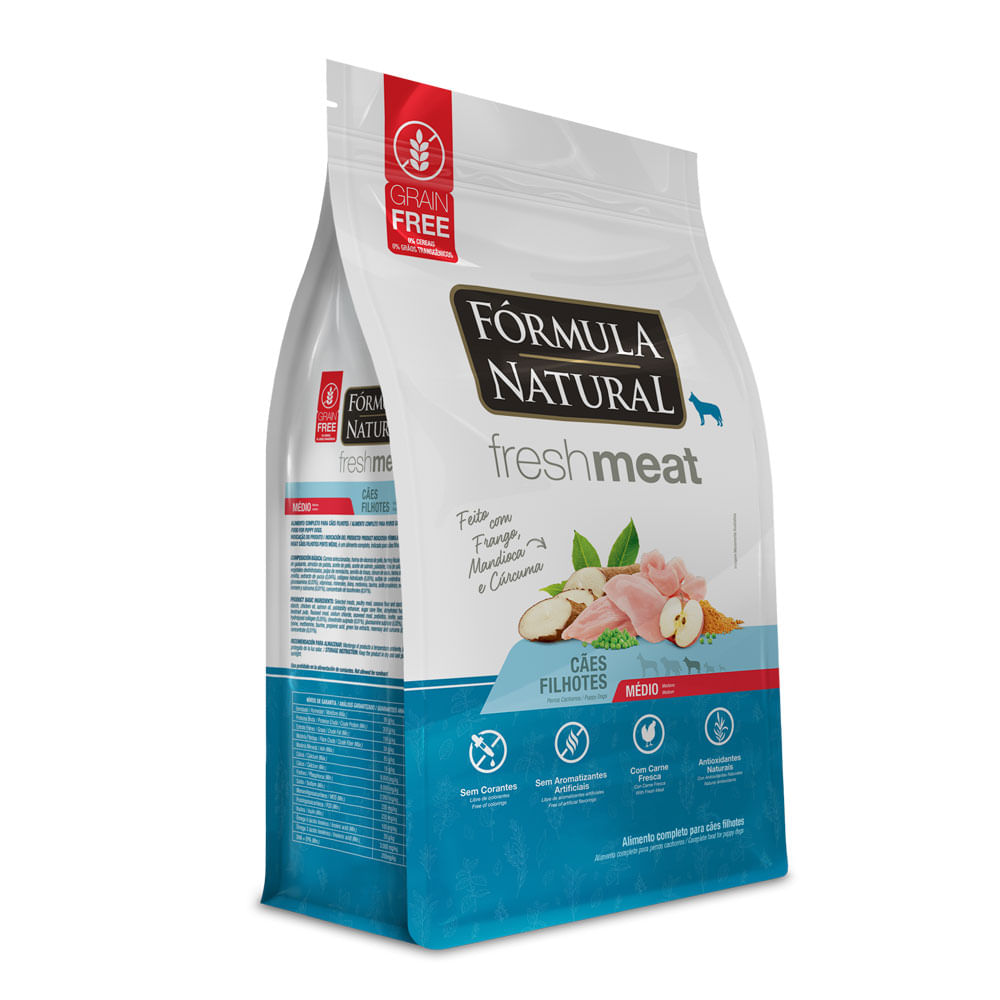 Ração Fórmula Natural Fresh Meat Cães Filhote Médio Frango 1kg