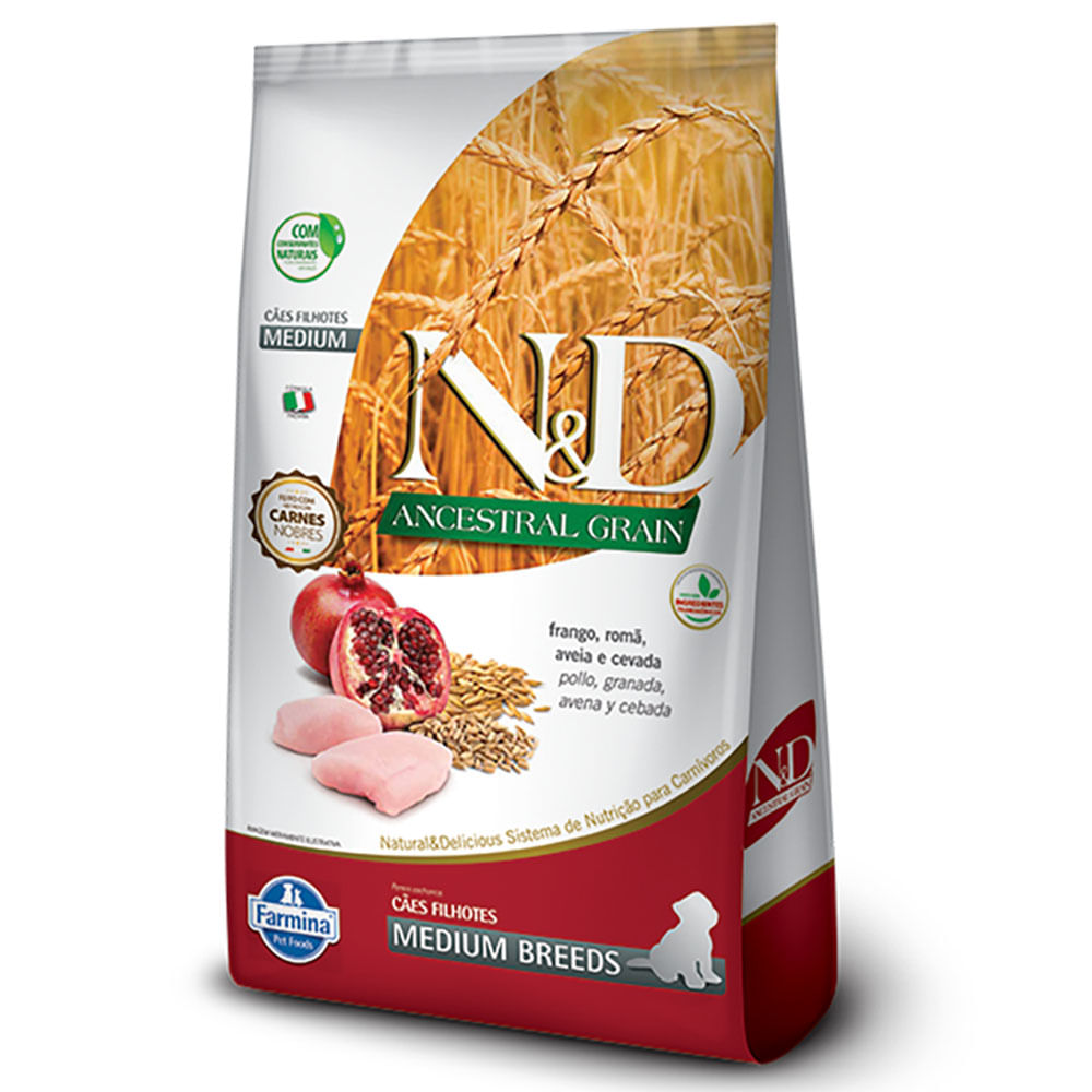 Ração N&D Ancestral Grain Cães Puppy Medium Frango 2.5kg