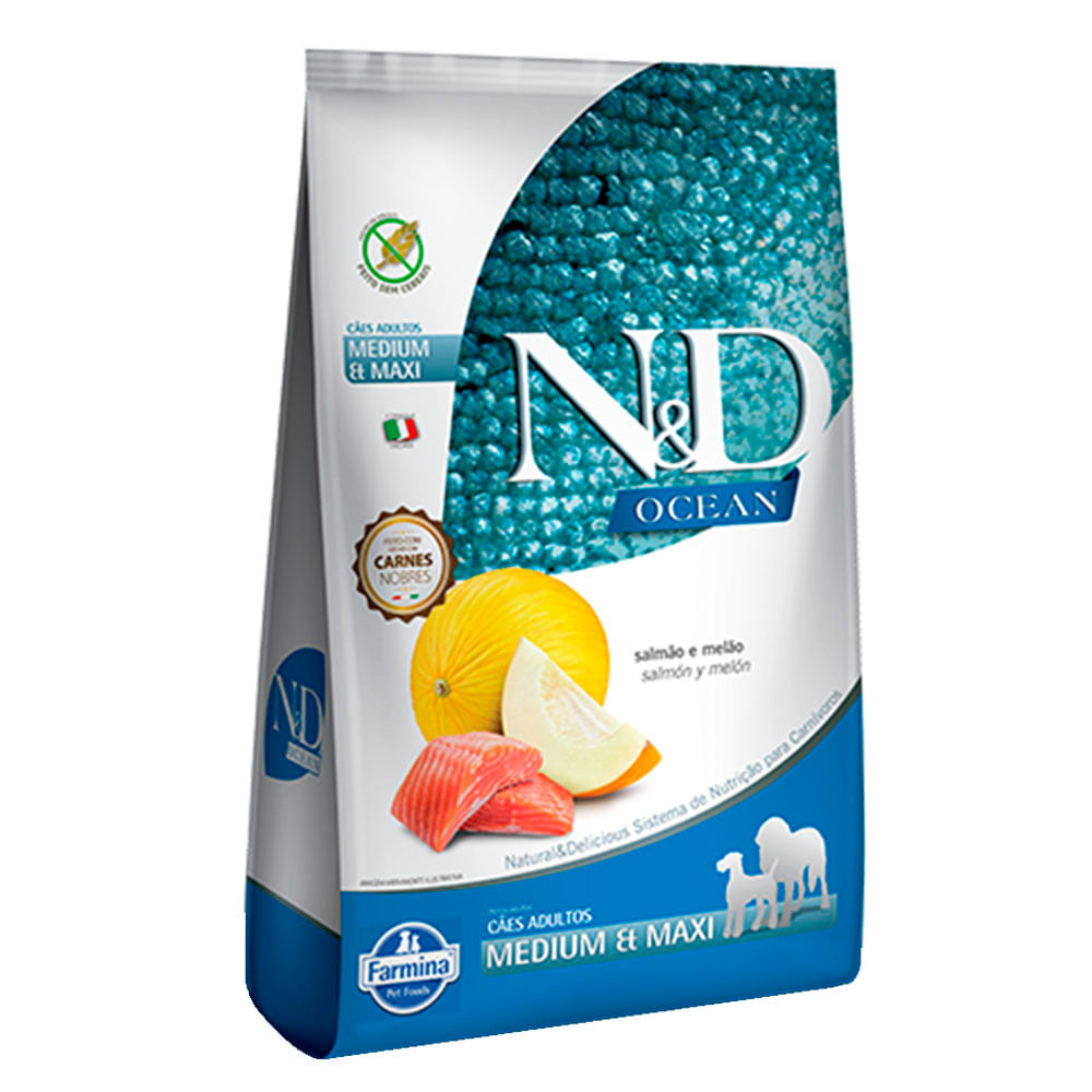 Ração N&D Ocean Cães Adultos Raças Médias E Grandes Salmão E Melão 2.5kg