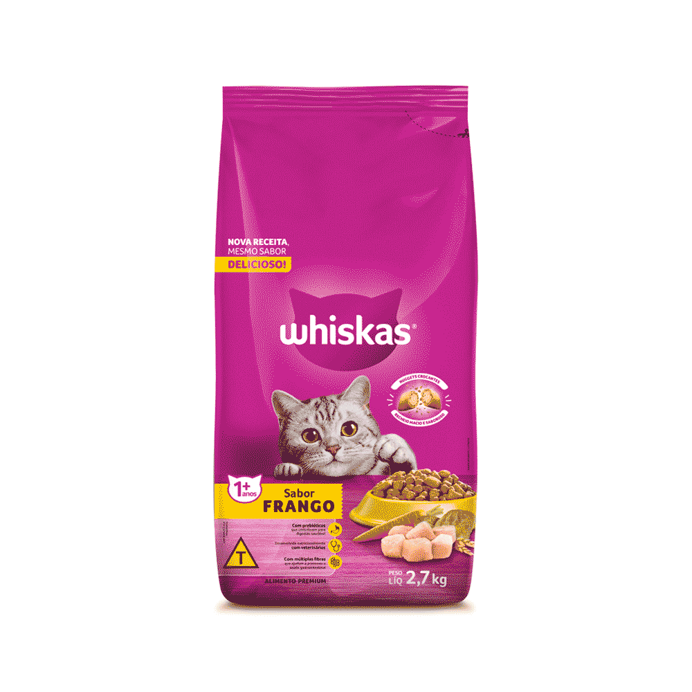 Ração Whiskas Gatos Adultos Frango 2.7kg