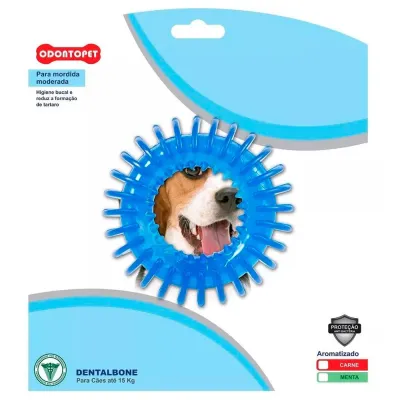 Brinquedo Mordedor Dental Argola Espacial Azul Ces Até 15kg Odontopet