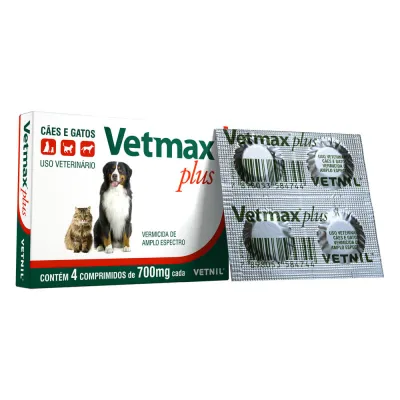 Vermífugo Vetmax Plus 700mg com 4 Comprimidos