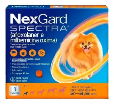 Nexgard Spectra Antipulgas E Vermífugo Cães De 2 A 3,5 Kg - 3 Tabletes