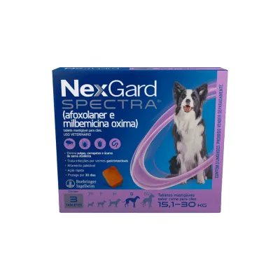 Nexgard Spectra Antipulgas E Vermífugo Cães 15 A 30 Kg 3 Tabletes