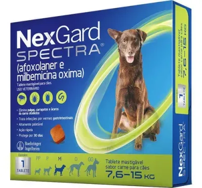 Nexgard Spectra Antipulgas E Vermífugo Cães De 7,6 A 15 Kg - 3 Tabletes