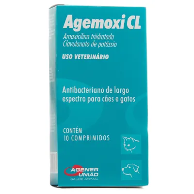 Antibiótico Agemoxi Cl 250 Mg Cães E Gatos 10 Comprimidos