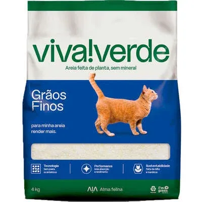 Areia Higiênica Viva Verde Grãos Finos Para Gatos 4 Kg
