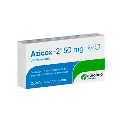 Azicox-2 50mg Antibiótico Para Cães E Gatos Ourofino 6 Comprimidos