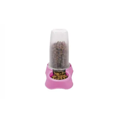 Comedouro E Bebedouro Flex Grande 3 Litros Rosa 31x20x32 Cm