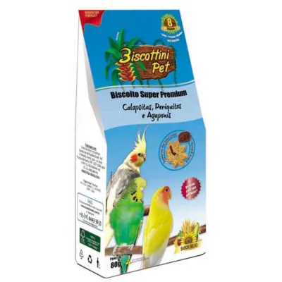 Biscoito Para Calopsitas E Periquitos Biscottini Pet 80g