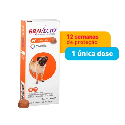 Antipulgas E Carrapatos Bravecto 4,5 A Para Cães 250mg 1 Comprimido