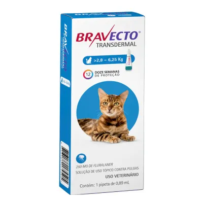 Antipulgas Bravecto Transdermal Gatos 2,8 A 6,25kg - 250 Mg
