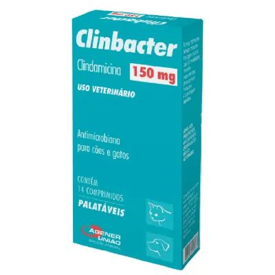 Clinbacter 150mg Antimicrobiano Para Cães E Gatos 14 Comprimidos
