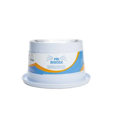 Comedouro Antiformiga Para Gatos Mr. Bigode Branco 140 Ml