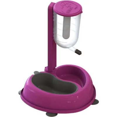 Comedouro Bebedouro Duplo Médio Rosa