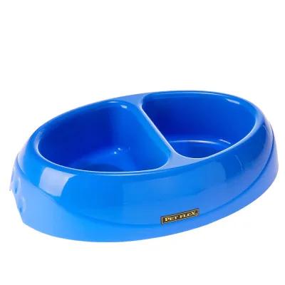 Comedouro Duplo Pet Flex Azul