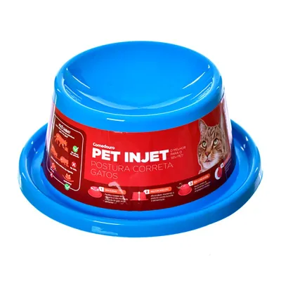 Comedouro Postura Correta Para Gatos Pet Injet Azul
