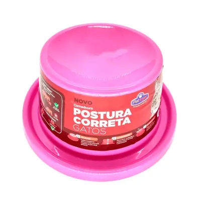 Comedouro Postura Correta Para Gatos Pet Injet Rosa
