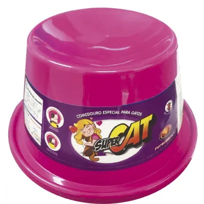 Comedouro Para Gatos Furaco Pet Rosa Plástico Super Cat Plástico Anti-Formiga