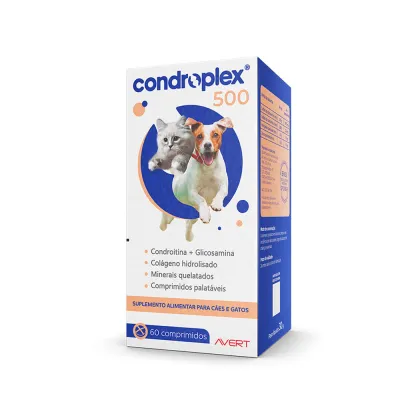 Condroplex 500 Para Cães E Gatos Comprimidos Palatáveis 60 Comprimidos