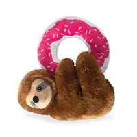 Petshop By Fringe Studio Donut Leave Me Hangin' Sloth Plush Dog Toy, Medium, Multi-Color