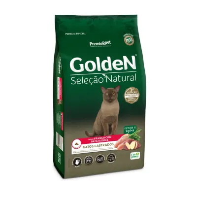 Ração Golden Seleção Natural Gatos Castrados Frango Com Batata Doce 1kg