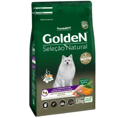 Ração Golden Seleção Natural Cães Adultos Raças Pequenas Frango E Abóbora 3 Kg
