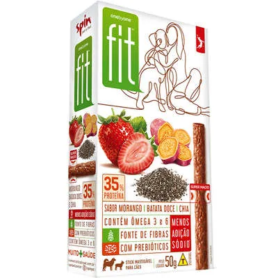 Stick Gourmet Fit Spin Pet - 50g - Morango + Batata Doce + Chia