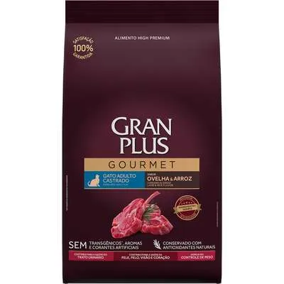 Ração Gran Plus Gourmet Gatos Adultos Castrados Ovelha E Arroz 1 Kg