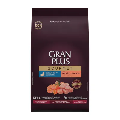 Ração Gran Plus Gourmet Gatos Adultos Castrados Salmão E Frango 1 Kg