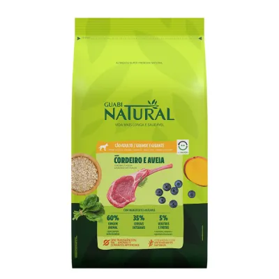 Ração Guabi Natural Cães Adultos Grandes Cordeiro E Aveia 12kg