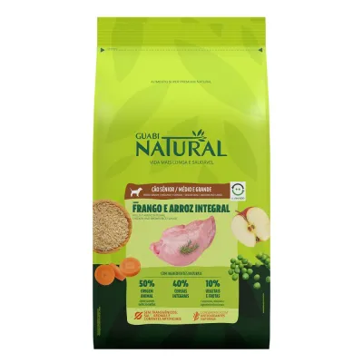Ração Guabi Natural Cães Sênior Porte Médio E Grande Frango E Arroz Integral 12kg