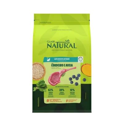 Ração Guabi Natural Gatos Adultos Castrados Cordeiro E Aveia 1.50kg