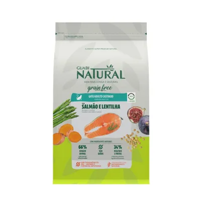 Ração Guabi Natural Grain Free Gatos Castrados Salmão E Lentilha 1.50kg