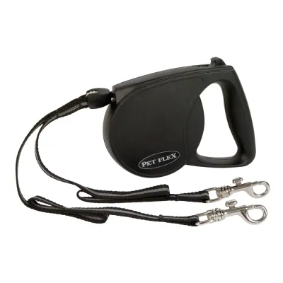 Guia Retrátil Premium Duo Preta Pet Flex Único