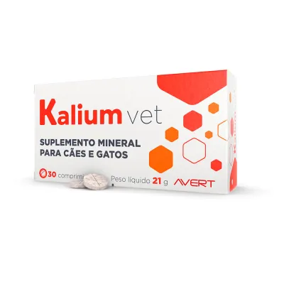 Suplemento Mineral Para Cães E Gatos Kalium Vet Avert 30 Comprimidos